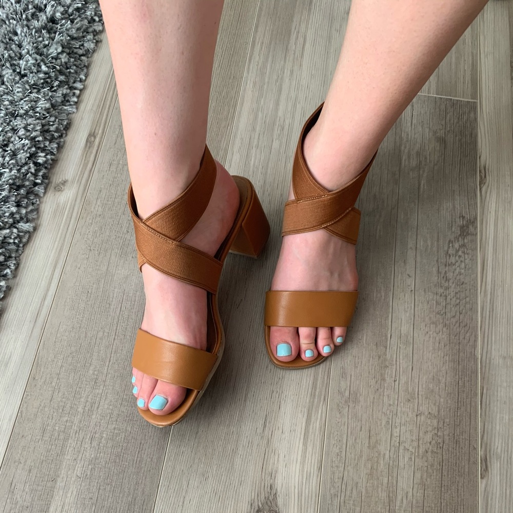Brown Chunky Heel Sandals